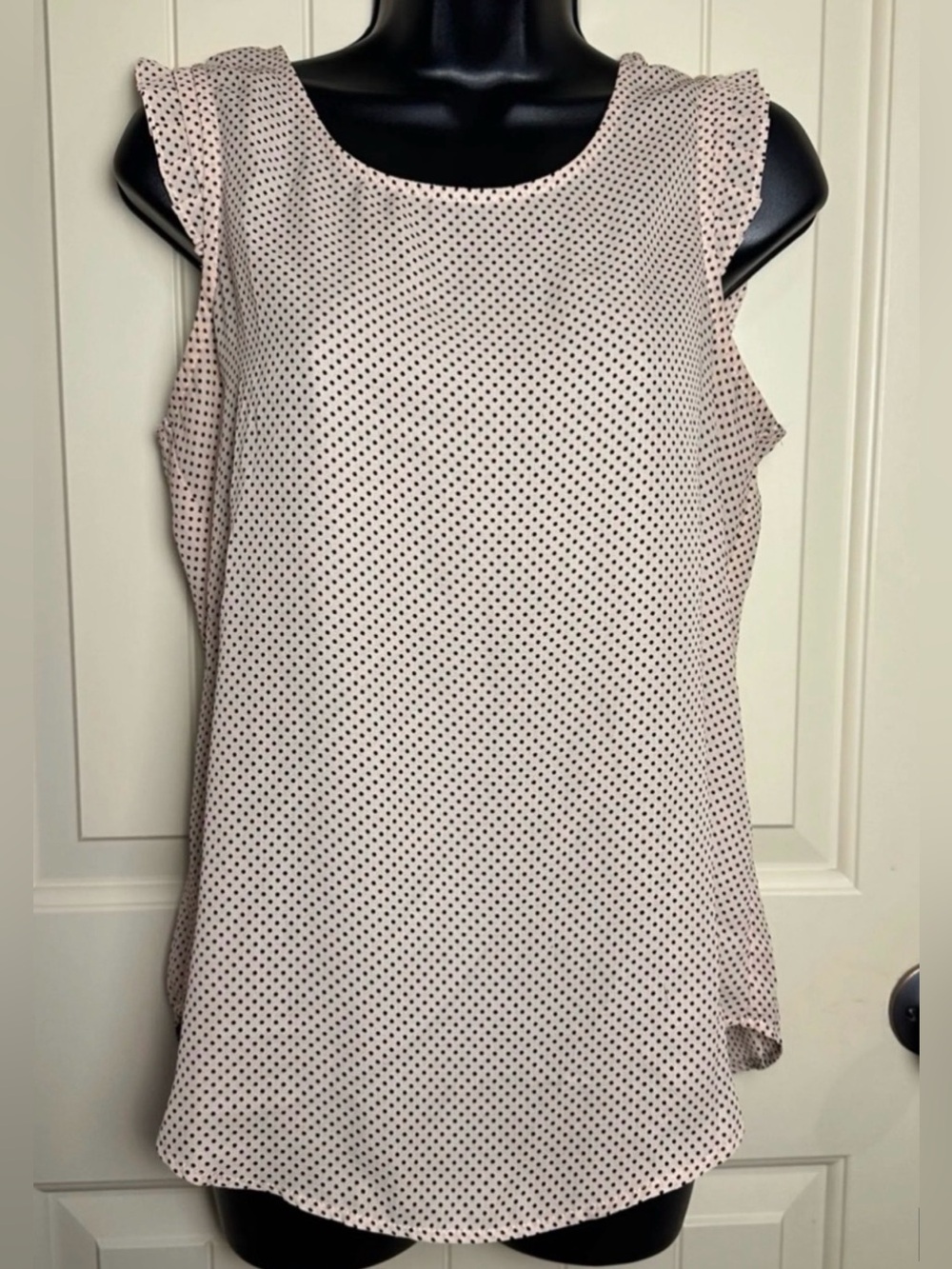Adrianna Papell Polka Dot Ruffle-Sleeve Blouse Size Small